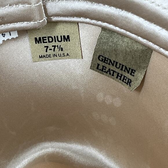 Vintage London Fog Mens Fedora Size Medium 7 - 7 1/8 Tan Leather Made In USA - Picture 12 of 14